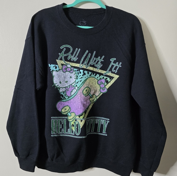 Hello Kitty by Sanrio Peace Love Skate Crewneck Sweatshirt Size L - Picture 2 of 11